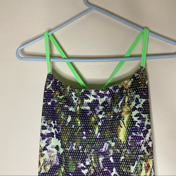 LULULEMON floral sport multi Dancing Warrior strappy back tank top 4 - Picture 2 of 9